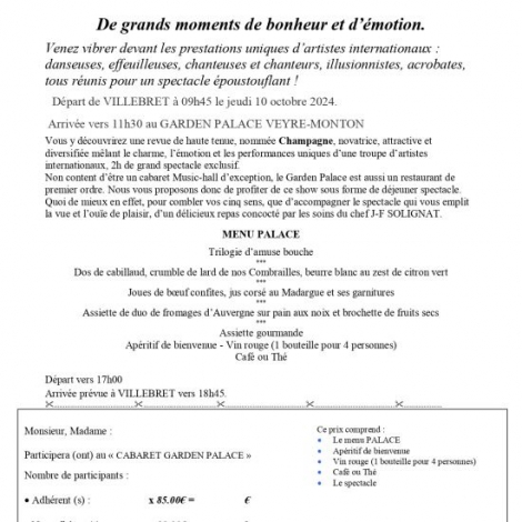 DEJEUNER SPECTACLE CABARET