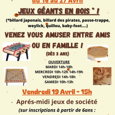 JEUX EN BOIS GEANT MEDIATHEQUE DESERTINES