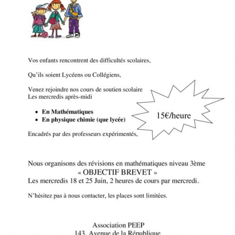 SOUTIEN SCOLAIRE PEEP