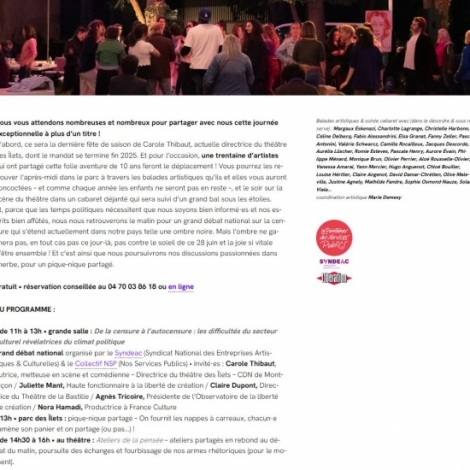 Dbat, ateliers, spectacles, cabaret, buffet et bal au programme de la fte du Thtre des Ilets samedi