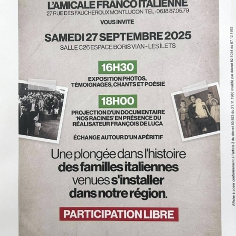 L'Amicale franco-italienne Aria d'Italia de Montluon va nous plonger dans l'histoire des familles italiennes locales